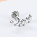 ASTM F136 Titanium 16G (1.2MM) Internally Threaded Curved 5CZ Piercing Stud