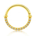 18K Yellow Gold Diamond Hinged Clicker – For Daith & Septum Piercings