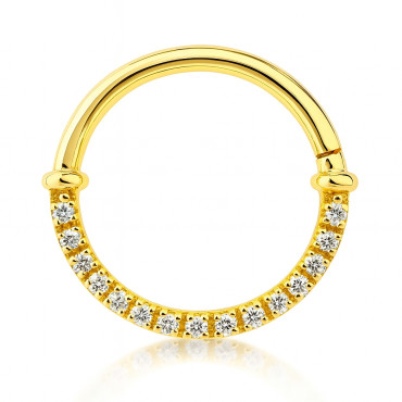 18K Yellow Gold Diamond Hinged Clicker – For Daith & Septum Piercings