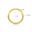 18K Yellow Gold Diamond Hinged Clicker – For Daith & Septum Piercings