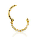 18K Yellow Gold Diamond Hinged Clicker – For Daith & Septum Piercings