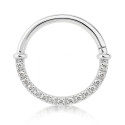 18K White Gold Diamond Hinged Clicker – For Daith & Septum Piercings