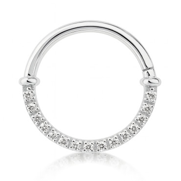 18K White Gold Diamond Hinged Clicker – For Daith & Septum Piercings