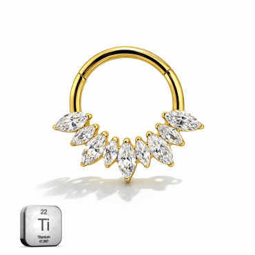 Titanium Hinged Hoop Marquise CZ – 16G | 10mm