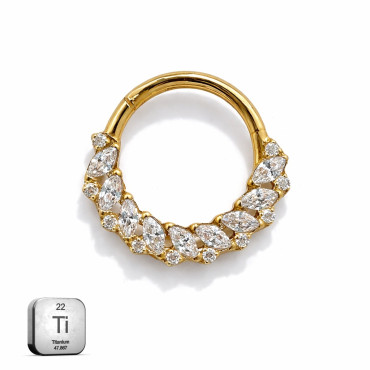 Titanium Hinged Hoop Marquise Dual CZ – 16G | 10mm
