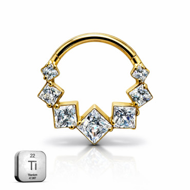 Titanium Hinged Hoop Square CZ – 16G | 10mm