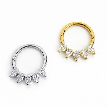 Pear Shape Lab Diamond Hinged Clicker Ring