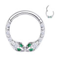 Natural Titanium Snake with Crystal Daith & Septum Piercing Hoop 16G 10MM