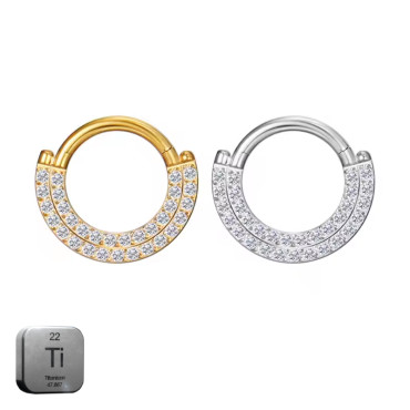 Titanium Front Crystal Daith & Septum Piercing Hoop 16G 8MM