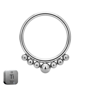 Natural Titanium 5 Balls Daith & Septum Piercing Hoop 16G 10MM