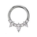 Titanium 7 Gem Crystal Daith & Septum Piercing Hoop 16G 10MM