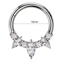 Titanium 7 Gem Crystal Daith & Septum Piercing Hoop 16G 10MM