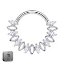 Natural Titanium Clicker Crystal Daith & Septum Piercing Hoop 16G 8MM