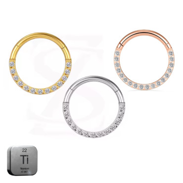 Titanium Front Crystal Daith & Septum Piercing Hoop 16G 8MM