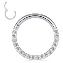 Titanium Front Crystal Daith & Septum Piercing Hoop 16G 8MM