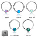 Natural Titanium Opal Ball Daith & Septum Piercing Hoop 16G 10MM