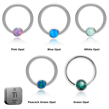 Natural Titanium Opal Ball Daith & Septum Piercing Hoop 16G 10MM