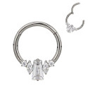 Titanium Square Stone Daith & Septum Piercing Hoop 16G 10MM