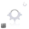 Natural Titanium Multi Crystal Daith & Septum Piercing Hoop 16G 8MM