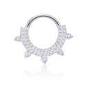 Natural Titanium Multi Crystal Daith & Septum Piercing Hoop 16G 8MM