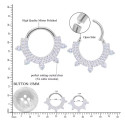 Natural Titanium Multi Crystal Daith & Septum Piercing Hoop 16G 8MM