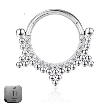 Natural Titanium King Crown Daith & Septum Piercing Hoop 16G 10MM