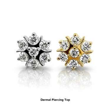 18K Gold Diamond Dermal Piercing Only Top (Fits 14G Anchor)