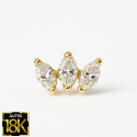 Marquise Trinity Diamond Stud – 18K Gold (Threaded Flat Back)