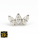 Marquise Trinity Diamond Stud – 18K Gold (Threaded Flat Back)