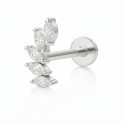 18K Gold Five Marquise Cluster Labret Lab Diamonds