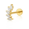 18K Gold Five Marquise Cluster Labret Lab Diamonds