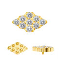 Natural Titanium 16G (1.2MM) Internally Threaded 9 Crystal with Diamond Shaped Piercing Stud