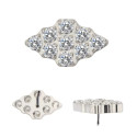 Natural Titanium 16G (1.2MM) Internally Threaded 9 Crystal with Diamond Shaped Piercing Stud