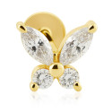 18K Yellow Gold Butterfly Labret with VVS D Color Lab Diamonds