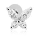 18K White Gold Butterfly Labret with VVS D Color Lab Diamonds
