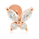 18K Rose Gold Butterfly Labret with VVS D Color Lab Diamonds