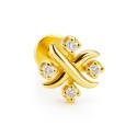 18K Yellow Gold Diamond Cross-Petal Stud – Internally Threaded (Sold Per Piece)