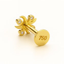 18K Yellow Gold Diamond Cross-Petal Stud – Internally Threaded (Sold Per Piece)