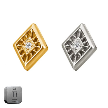 Titanium 16G (1.2MM) Internally Threaded Diamond Crystal Piercing Stud
