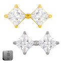 Titanium 16G (1.2MM) Internally Threaded Diamond Crystal Piercing Stud