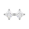 Titanium 16G (1.2MM) Internally Threaded Diamond Crystal Piercing Stud