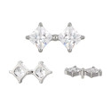 Titanium 16G (1.2MM) Internally Threaded Diamond Crystal Piercing Stud