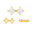Titanium 16G (1.2MM) Internally Threaded Diamond Crystal Piercing Stud