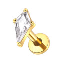 Titanium 16G (1.2MM) Internally Threaded Diamond Cut Crystal Piercing Stud