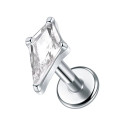 Titanium 16G (1.2MM) Internally Threaded Diamond Cut Crystal Piercing Stud