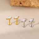 Titanium 16G (1.2MM) Internally Threaded Diamond Cut Crystal Piercing Stud