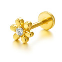 18K Gold Flower Labret with VVS D Color Lab Diamond