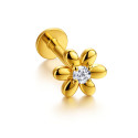 18K Gold Flower Labret with VVS D Color Lab Diamond