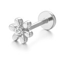 18K Gold Flower Labret with VVS D Color Lab Diamond