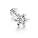 18K Gold Flower Labret with VVS D Color Lab Diamond